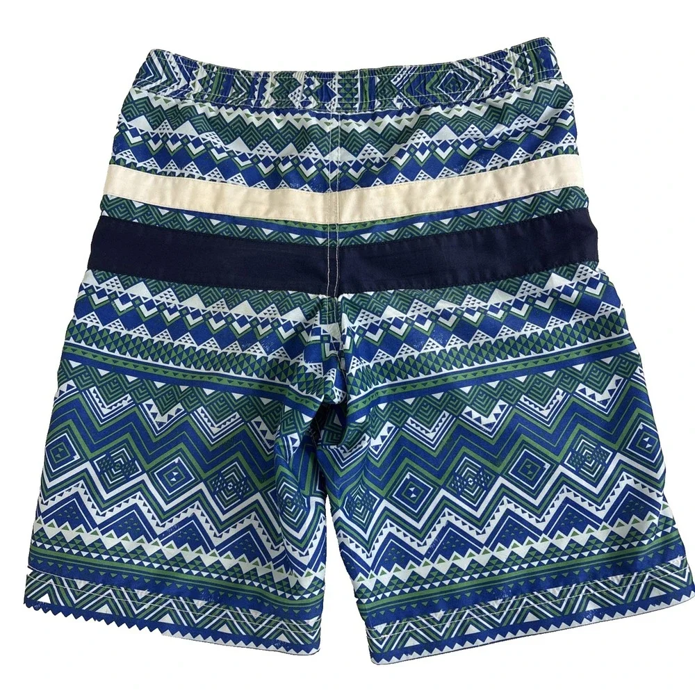 Hanna Andersson Geometric Swim Shorts Drawstring Elastic Waist Lined Boys 8/130